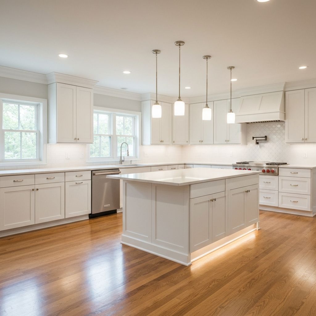 Modern kitchen remodel with white cabinets